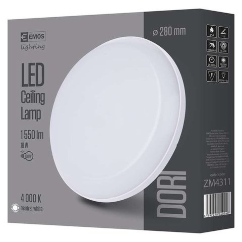 LED prisadené svietidlo Dori, kruh. biele 18W neutr.b., IP54