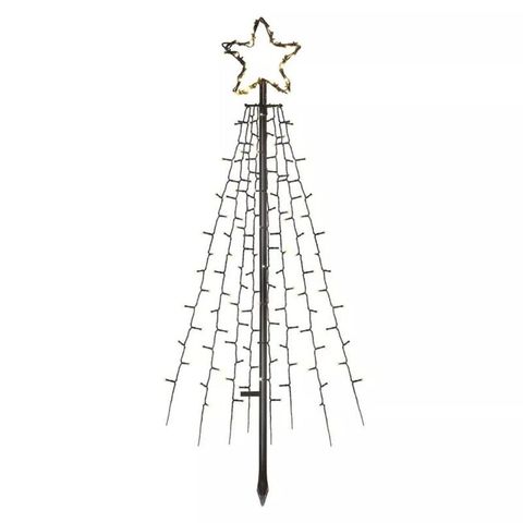 LED vianočný strom kovový, 180 cm, vonkajší aj vnútorný, teplá biela, časovač